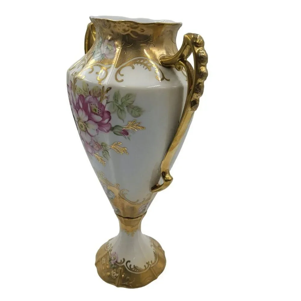 Antique China Vase Hand Painted Large Royal Crown Porcelain Urn No Lid